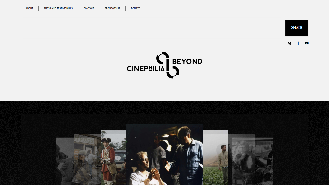 The homepage of Cinephilia Beyond, a resource for deep dives into film history, classic cinema, and influential movies, including detailed analyses of films like Heat.