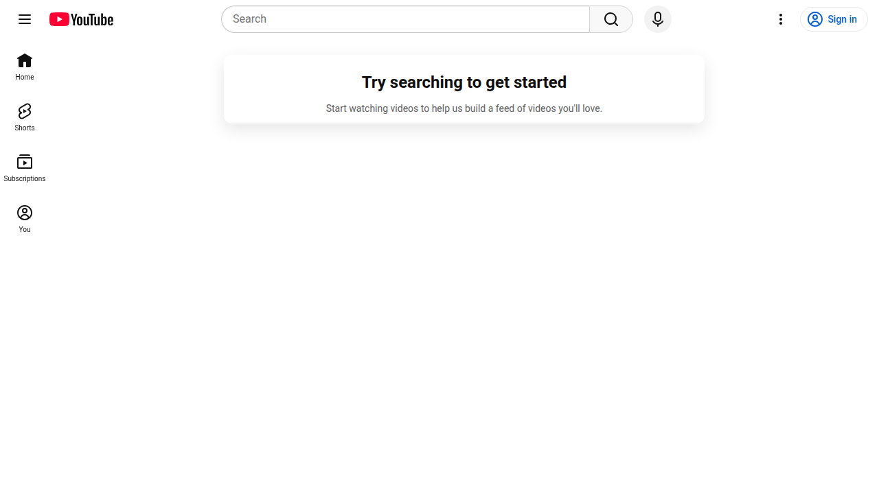 The homepage of YouTube, a platform for video content including movie trailers.