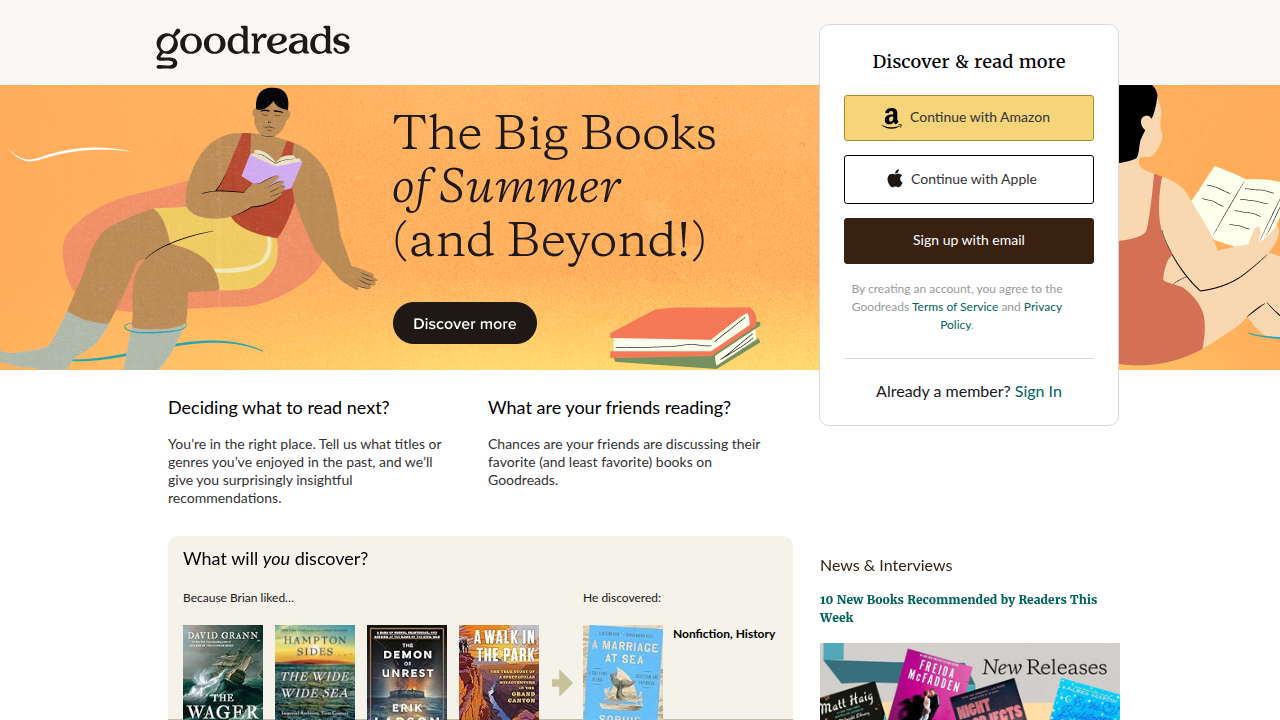 Discover popular book lists and community reviews on Goodreads to guide your reading.