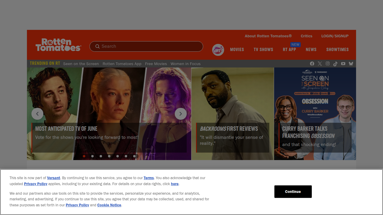 Explore Rotten Tomatoes, a leading film review aggregator, providing critic and audience scores for movies.