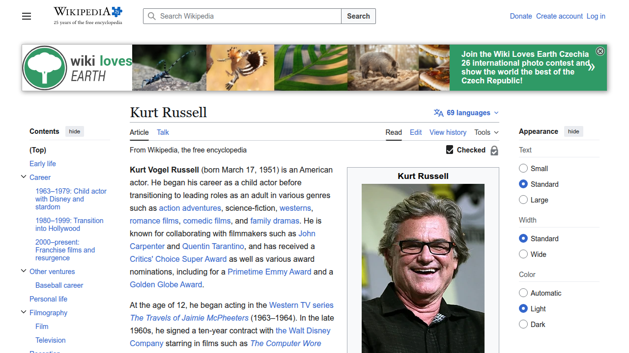 Explore the extensive filmography and career milestones of Kurt Russell on his Wikipedia page.